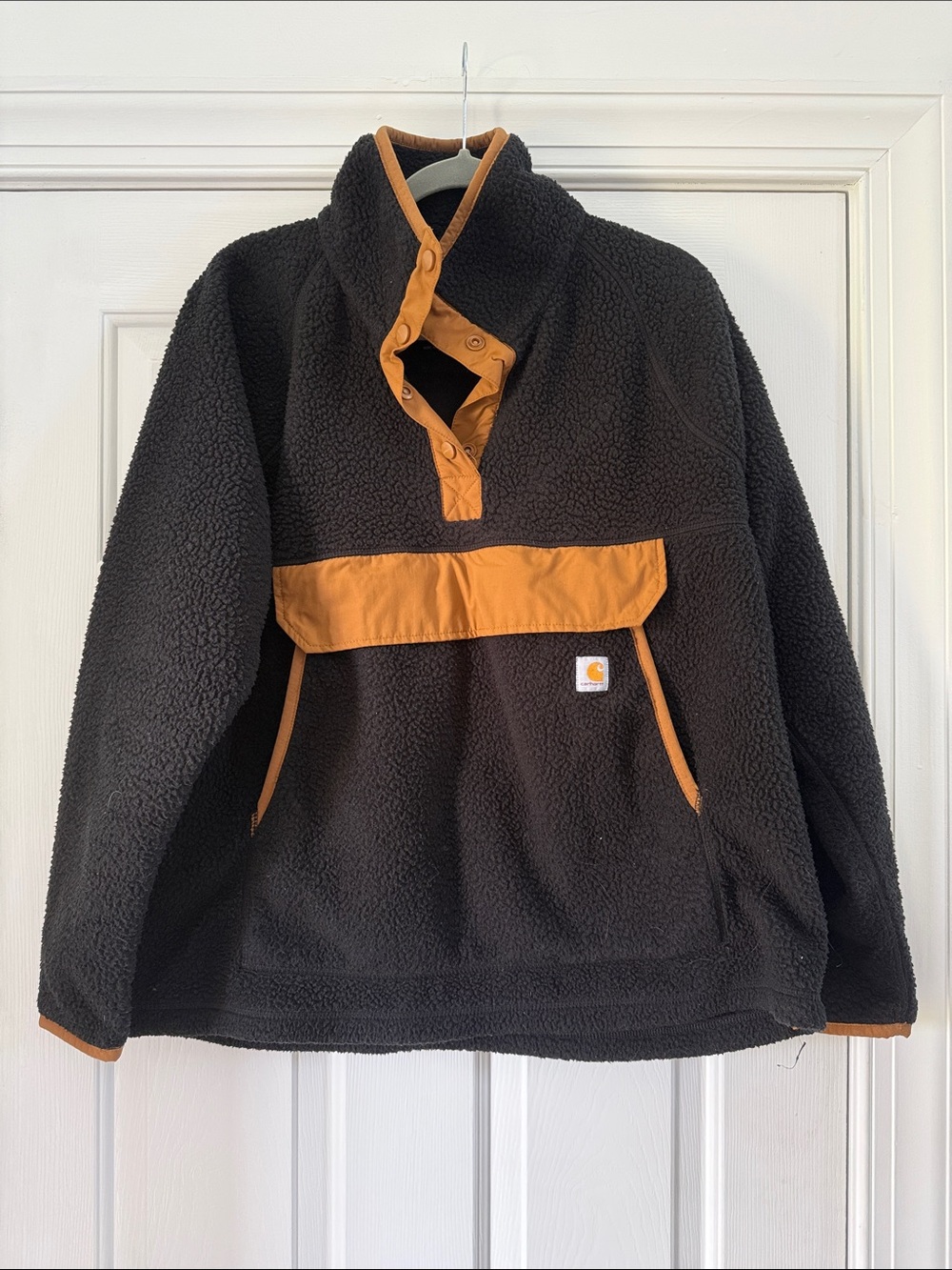 Women’s Carhartt Black Sherpa Pullover with Carhartt Brown Trim